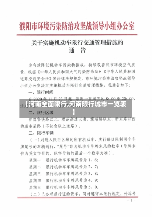 【河南全面限行,河南限行城市一览表】-第2张图片