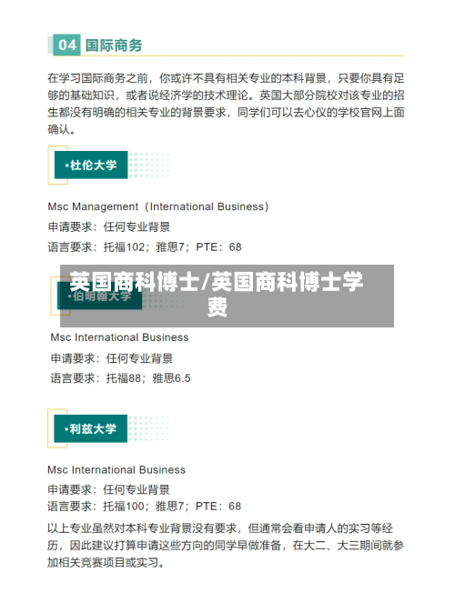 英国商科博士/英国商科博士学费