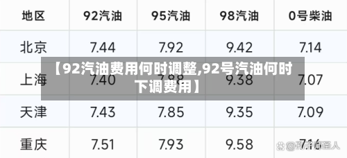 【92汽油费用何时调整,92号汽油何时下调费用】