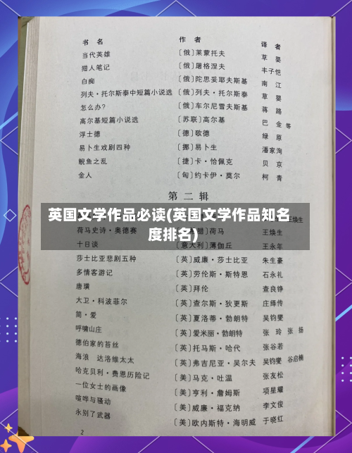 英国文学作品必读(英国文学作品知名度排名)