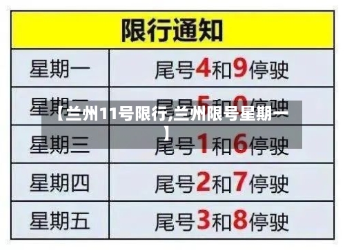【兰州11号限行,兰州限号星期一】