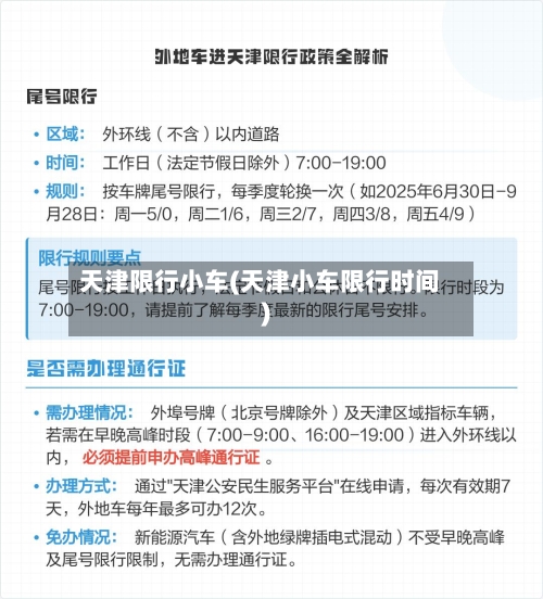 天津限行小车(天津小车限行时间)