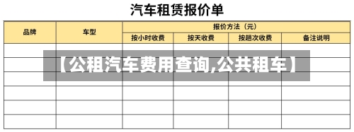 【公租汽车费用查询,公共租车】