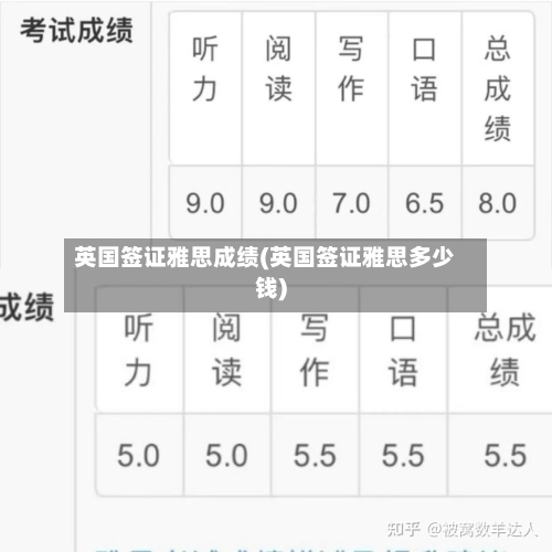 英国签证雅思成绩(英国签证雅思多少钱)