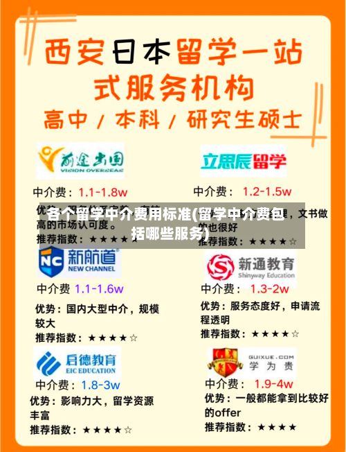 各个留学中介费用标准(留学中介费包括哪些服务)