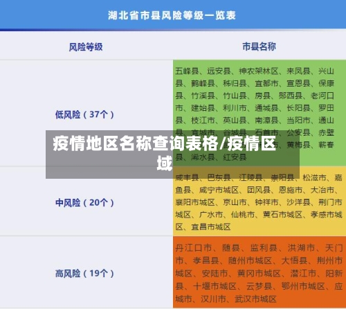 疫情地区名称查询表格/疫情区域