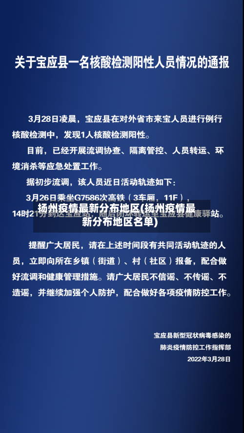 扬州疫情最新分布地区(扬州疫情最新分布地区名单)