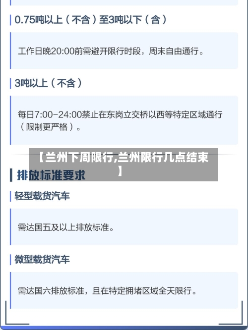 【兰州下周限行,兰州限行几点结束】