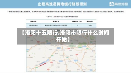 【洛阳十五限行,洛阳市限行什么时间开始】