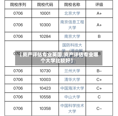 【资产评估专业英国,资产评估专业哪个大学比较好】
