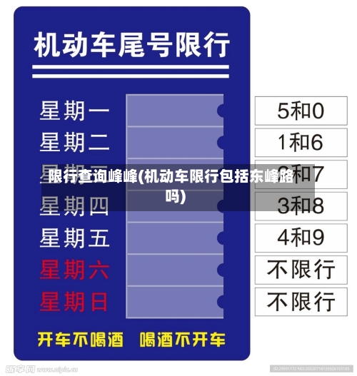 限行查询峰峰(机动车限行包括东峰路吗)