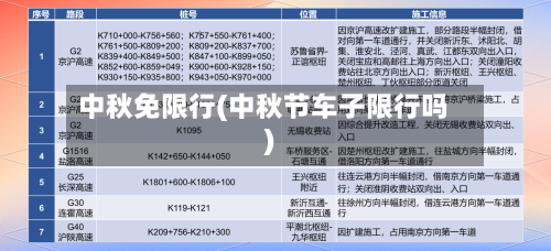 中秋免限行(中秋节车子限行吗)