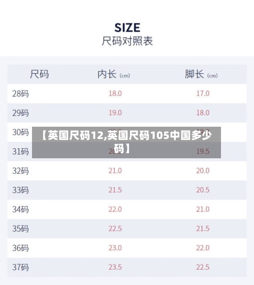 【英国尺码12,英国尺码105中国多少码】