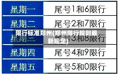 限行标准郑州(郑州限行规则最新规定)