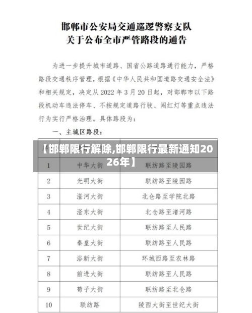 【邯郸限行解除,邯郸限行最新通知2026年】