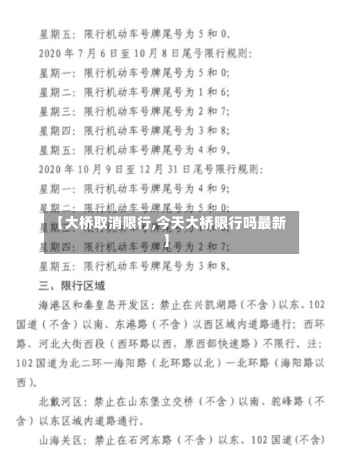 【大桥取消限行,今天大桥限行吗最新】