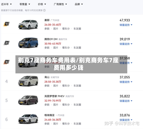 别克7座商务车费用表/别克商务车7座费用多少钱-第3张图片