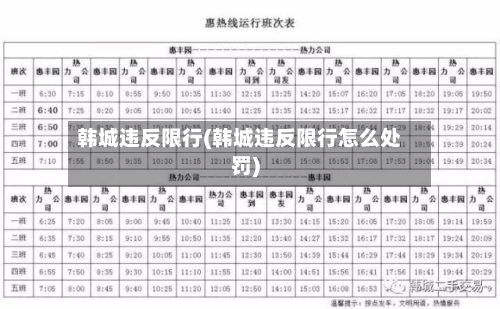 韩城违反限行(韩城违反限行怎么处罚)