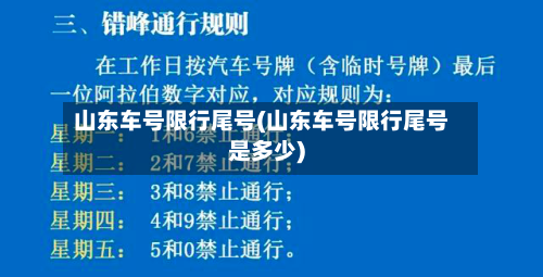 山东车号限行尾号(山东车号限行尾号是多少)
