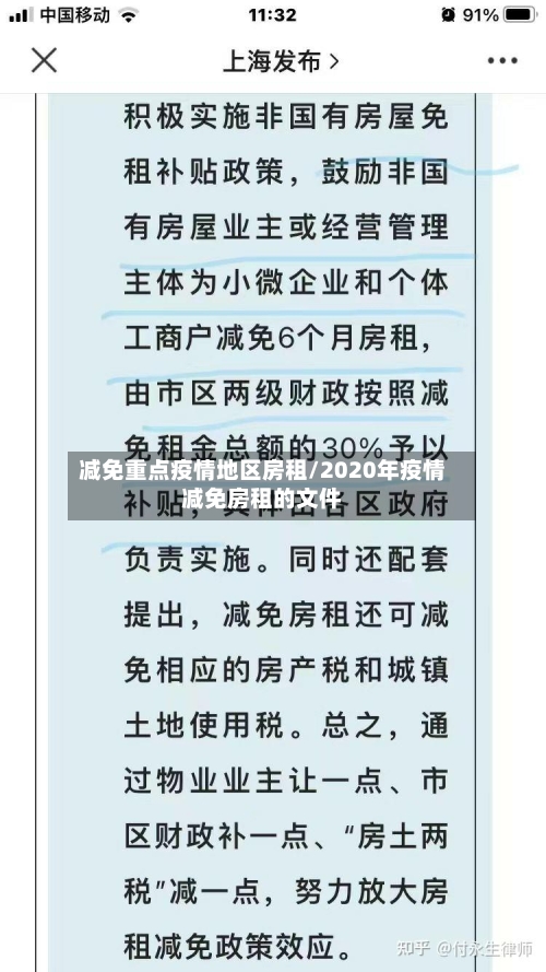 减免重点疫情地区房租/2020年疫情减免房租的文件
