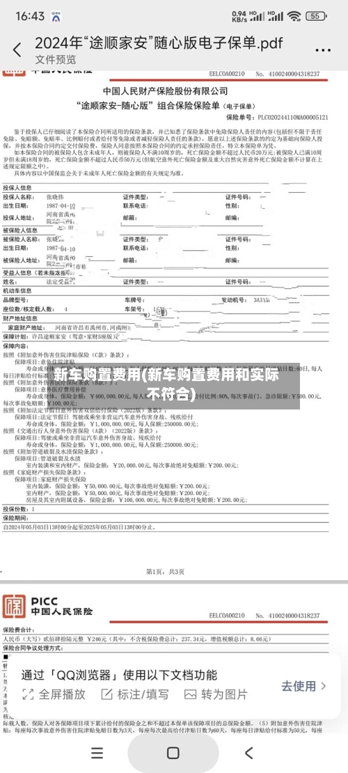 新车购置费用(新车购置费用和实际不符合)