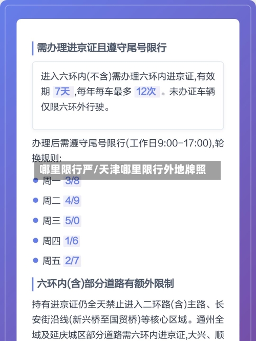 哪里限行严/天津哪里限行外地牌照-第3张图片